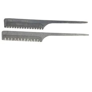 Vintage Goody Metal Rat Tail Combs Set of 2 USA British Hong Kong Aluminum